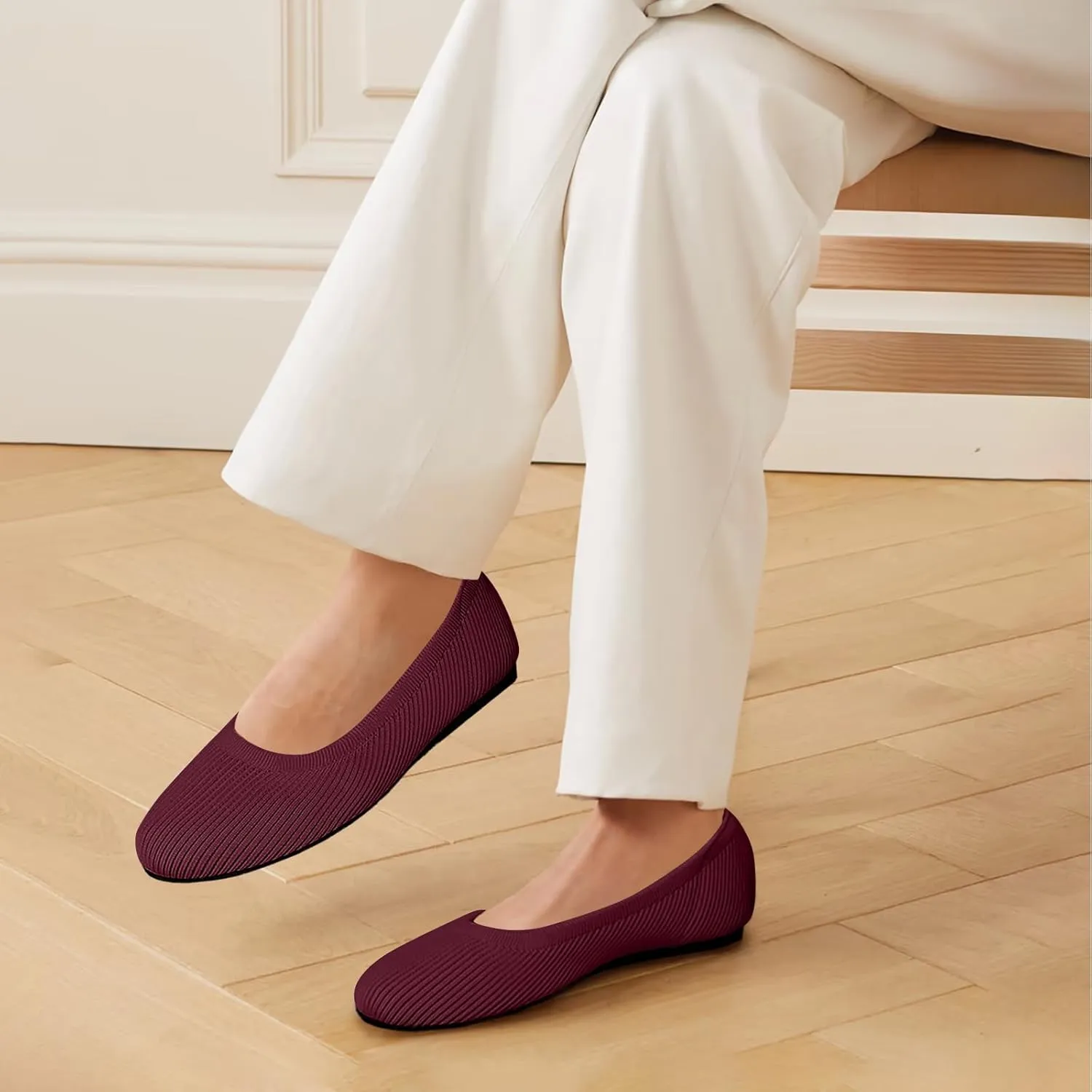 Women's Flats Shoes Round Toe Ballet Knit Comfortable Dressy Flat