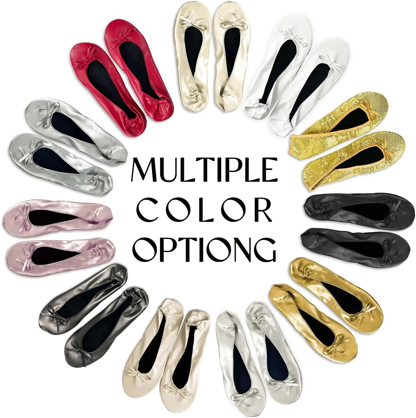 Women's Foldable Flats, Portable Ballet Flat Roll Up Slipper Shoes with Travel Pouch Bag for Ballerina Wedding