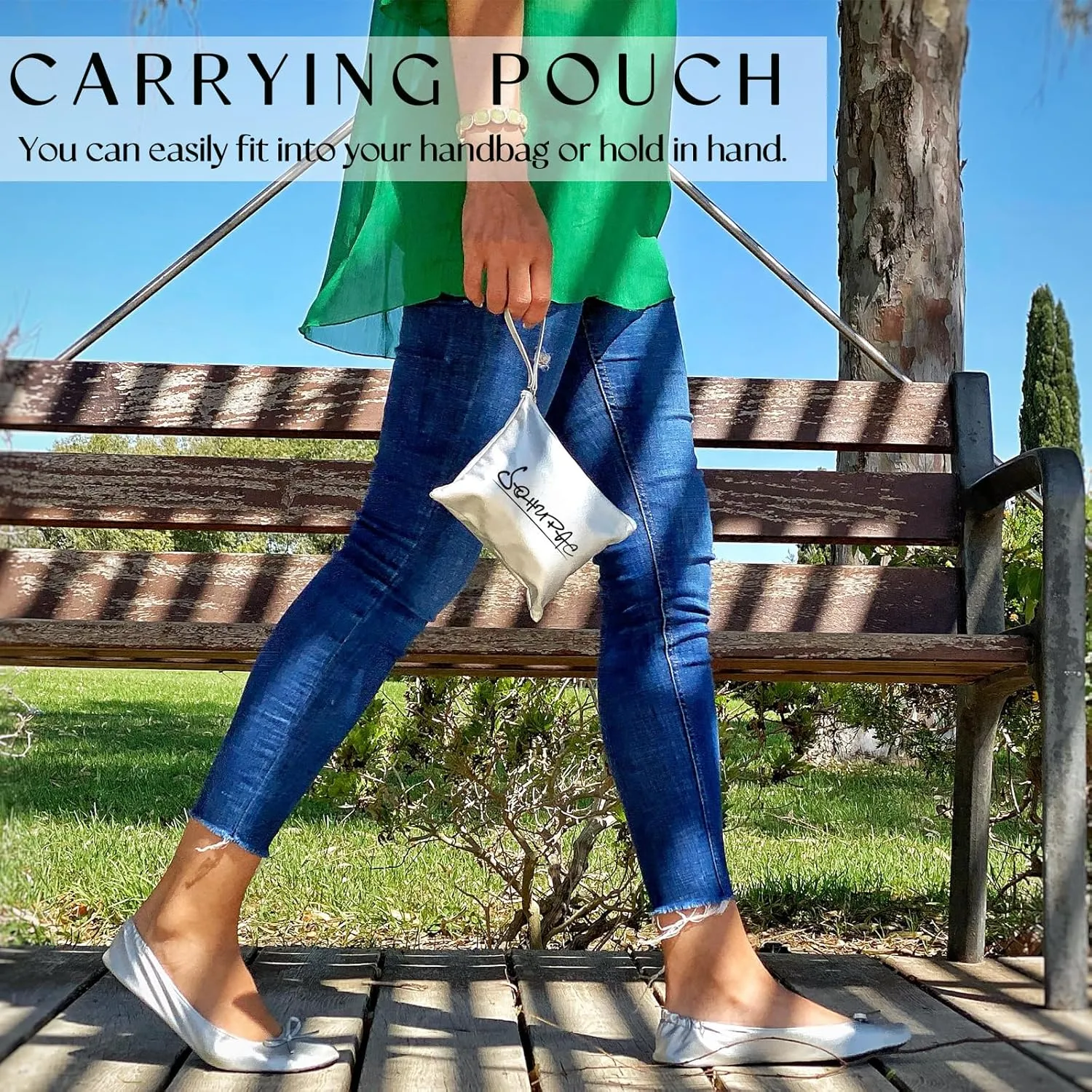 Women's Foldable Flats, Portable Ballet Flat Roll Up Slipper Shoes with Travel Pouch Bag for Ballerina Wedding