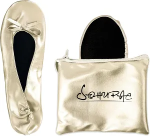 Women's Foldable Flats, Portable Ballet Flat Roll Up Slipper Shoes with Travel Pouch Bag for Ballerina Wedding
