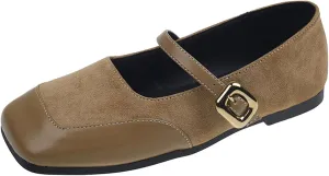 Women's French Comfortable Square Toe Flat Bottomed Mary Jane Shoes Classic Fashion Versatile Soft Retro Mary Jane Flats