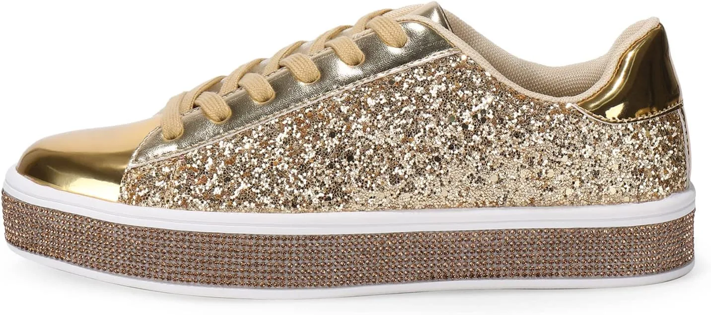Womens Glitter Wedding Sneakers Neon Dressy Sequin Sparkly Sneakers Rhinestone Bling Bridal Shoes Shiny Tennis Shoes