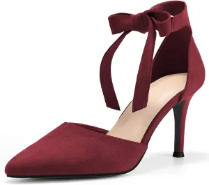 Womens High Heel Pointed Toe Pumps Ankle Tie Classic Office Special Dress Party Shoes