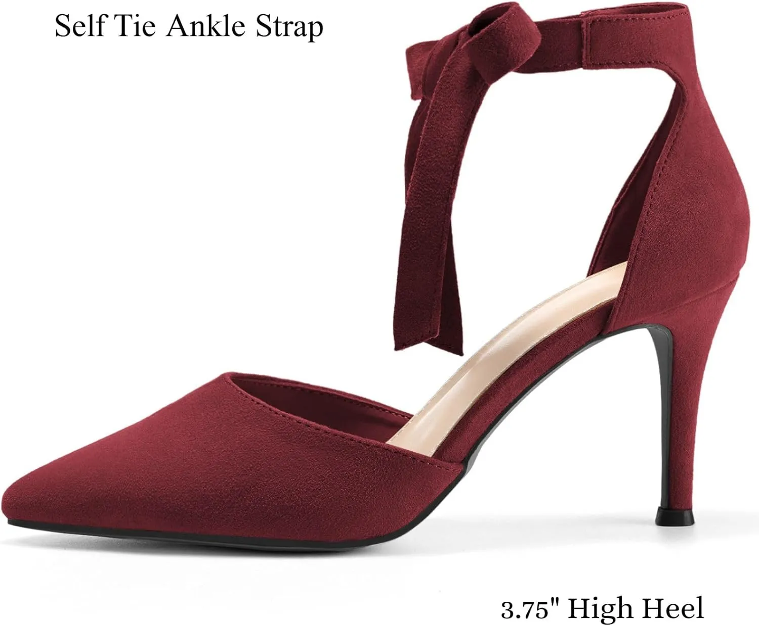 Womens High Heel Pointed Toe Pumps Ankle Tie Classic Office Special Dress Party Shoes