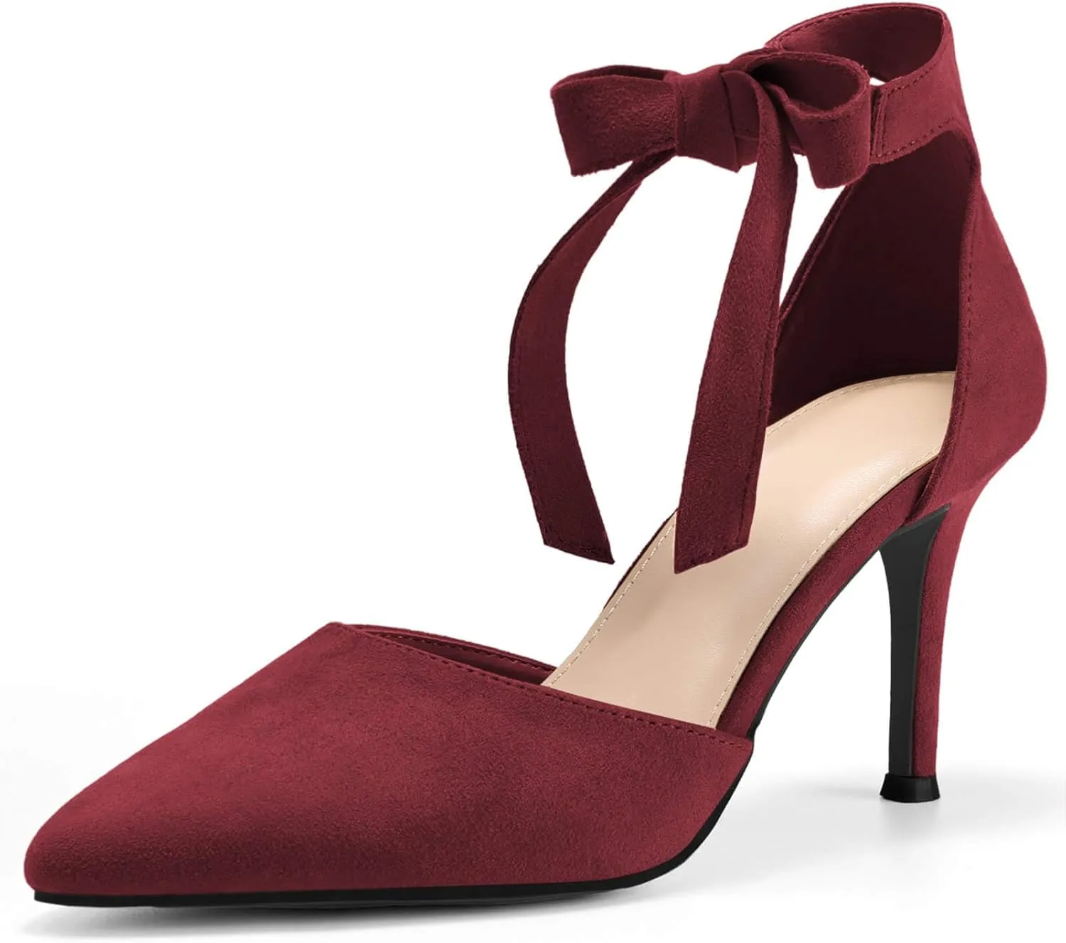Womens High Heel Pointed Toe Pumps Ankle Tie Classic Office Special Dress Party Shoes