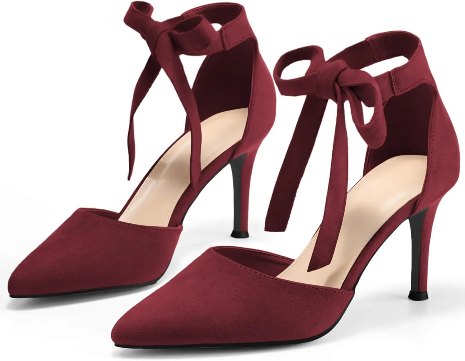 Womens High Heel Pointed Toe Pumps Ankle Tie Classic Office Special Dress Party Shoes