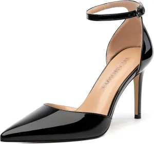 Women's High Heel Pointed Toe Shallow Mouth Single Shoes,Elegant and Charming Ankle Strap Wrap Heel Pumps,Party,Wedding,Dating,Banquet Dress Shoes