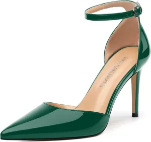 Women's High Heel Pointed Toe Shallow Mouth Single Shoes,Elegant and Charming Ankle Strap Wrap Heel Pumps,Party,Wedding,Dating,Banquet Dress Shoes