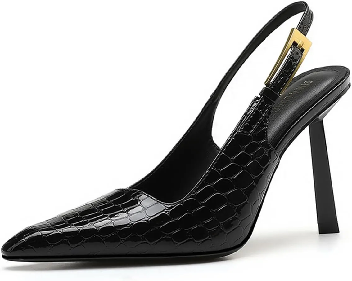 Women's High Heel Pumps Patent Leather Needle Buckle Shallow Mouth Sexy Fashion Banquet Shoes