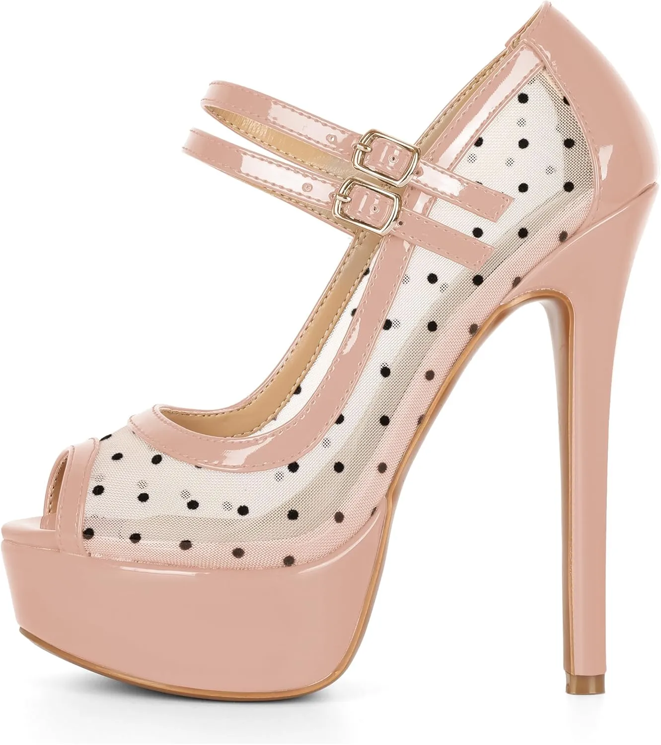 Women's High Heel Pumps Peep Toe Pumps for Women Platform Heels Stiletto Heel Mesh Heels 5.5 Inch Heel