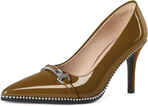 Women's High Heel Pumps Stiletto Heel Pumps for Women Pointed Toe Heels Elegant Classic 3.5 Inch Beaded Pumps