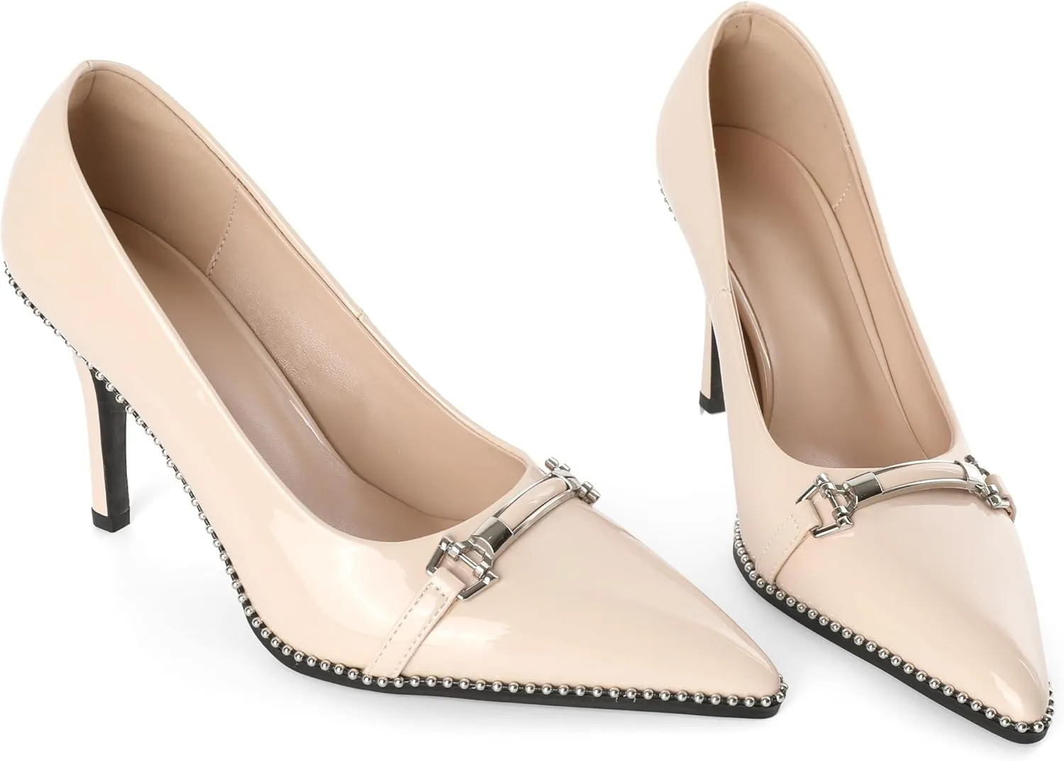Women's High Heel Pumps Stiletto Heel Pumps for Women Pointed Toe Heels Elegant Classic 3.5 Inch Beaded Pumps