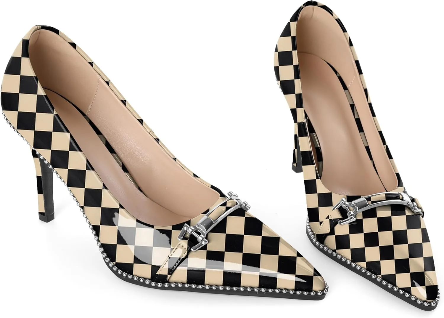 Women's High Heel Pumps Stiletto Heel Pumps for Women Pointed Toe Heels Elegant Classic 3.5 Inch Beaded Pumps