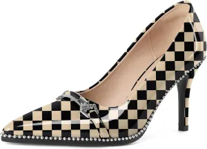 Women's High Heel Pumps Stiletto Heel Pumps for Women Pointed Toe Heels Elegant Classic 3.5 Inch Beaded Pumps