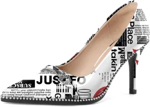 Women's High Heel Pumps Stiletto Heel Pumps for Women Pointed Toe Heels Elegant Classic 3.5 Inch Beaded Pumps