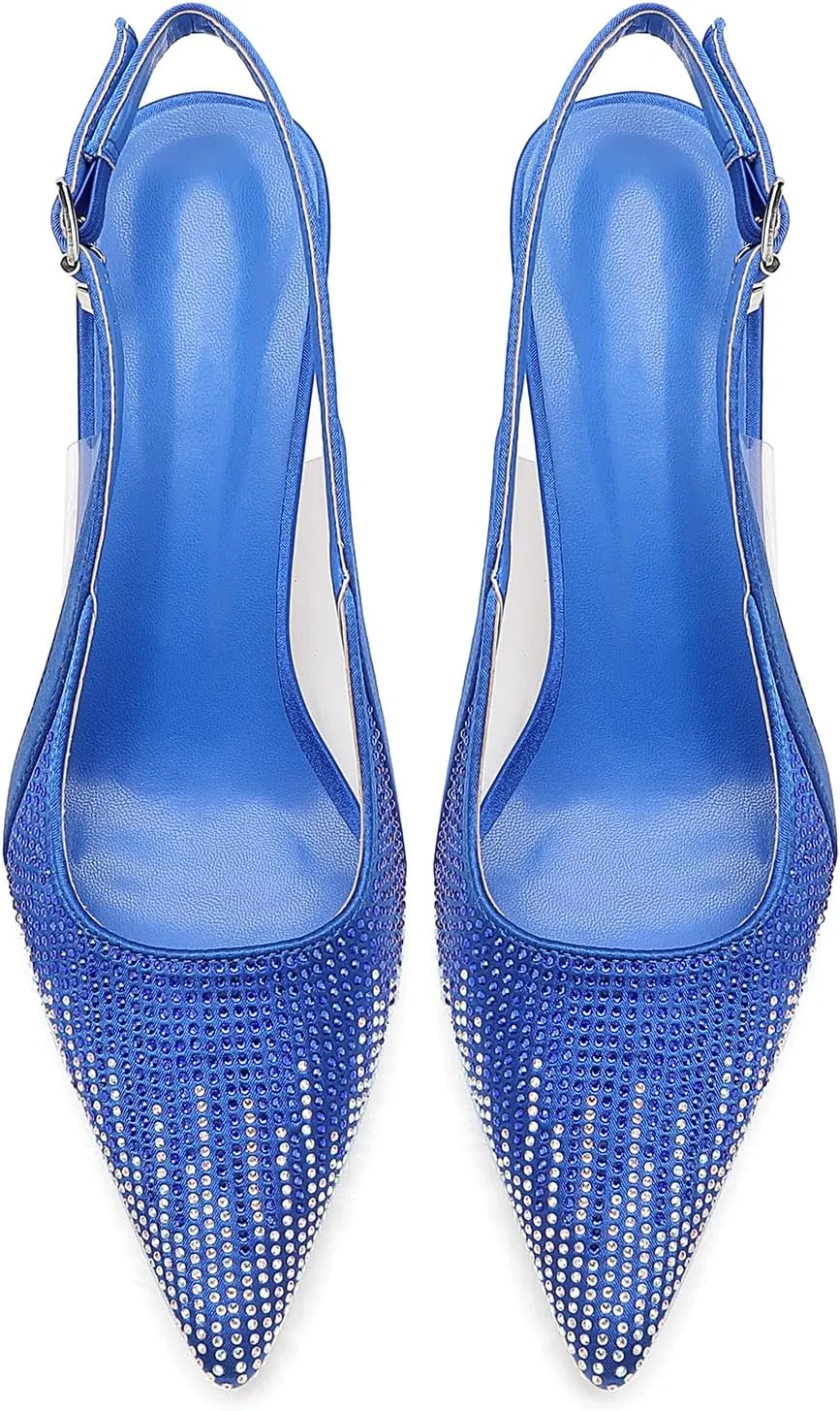 Women's Kitten Heel Rhinestone fine Heel Pointed Toe Comfortable high Heels Women's fine high Heel Elegant Dress Shoes