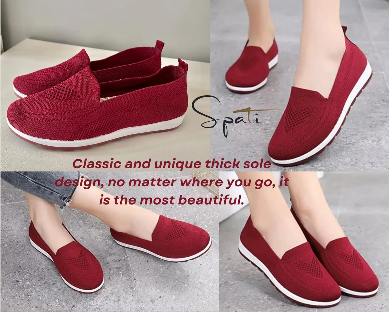 Women's Knitting Flat Shoes Walking Shoes Comfort Loafers Breathable Mesh Female Round Toe Black, Pink, Purple, Red