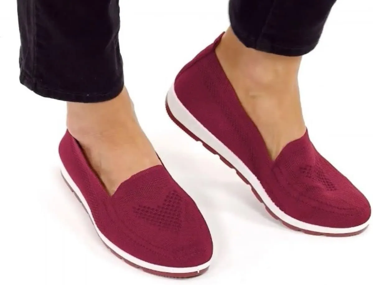 Women's Knitting Flat Shoes Walking Shoes Comfort Loafers Breathable Mesh Female Round Toe Black, Pink, Purple, Red