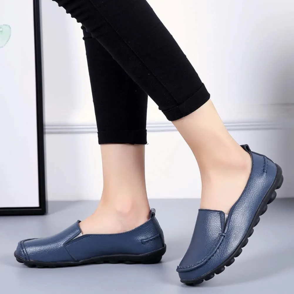 Women's Leather Loafers Comfortable Flat Shoes