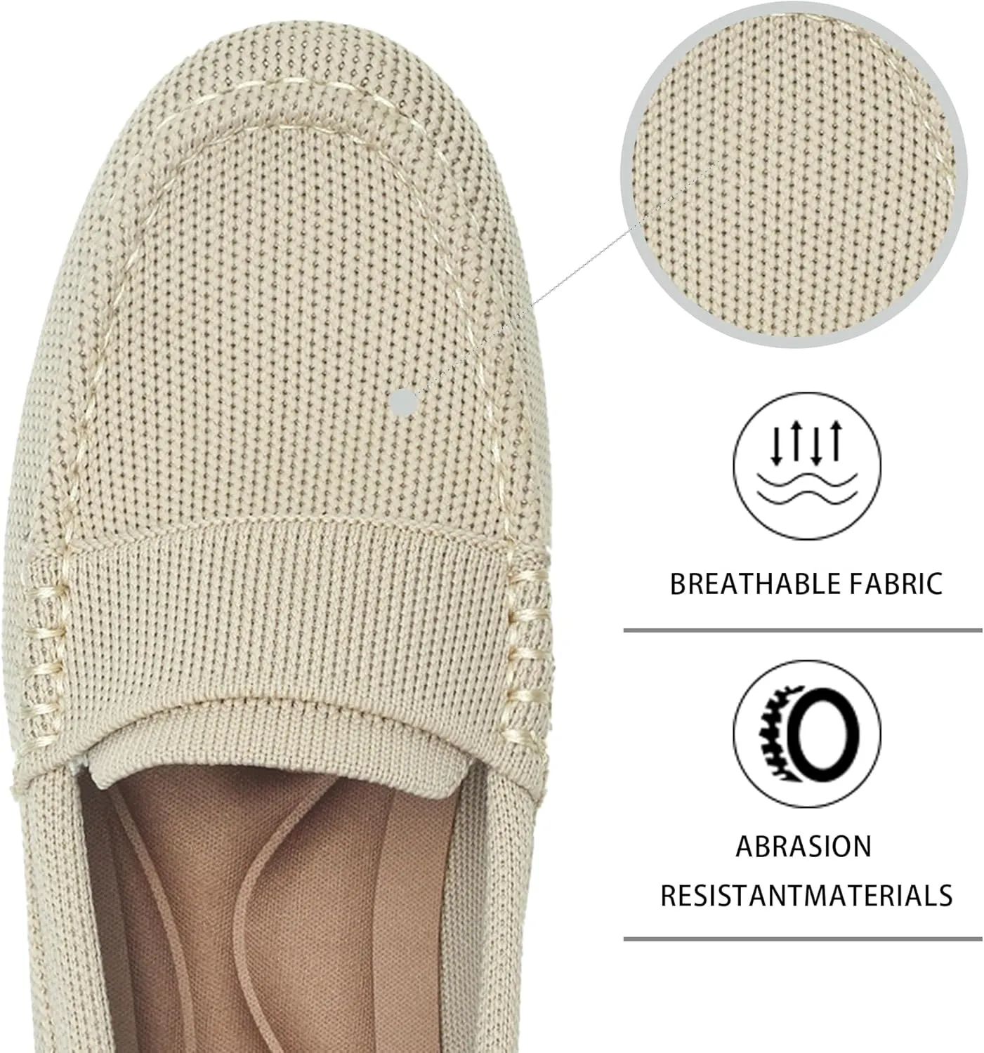 Women's Lightweight Knitted Loafers Casual Flat Shoes Comfortable Boat Shoes Flat Bottomed Breathable Shoes