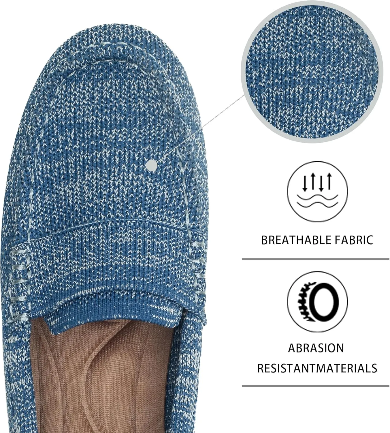 Women's Lightweight Knitted Loafers Casual Flat Shoes Comfortable Boat Shoes Flat Bottomed Breathable Shoes