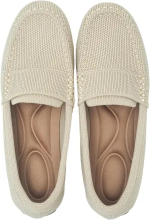 Women's Lightweight Knitted Loafers Casual Flat Shoes Comfortable Boat Shoes Flat Bottomed Breathable Shoes
