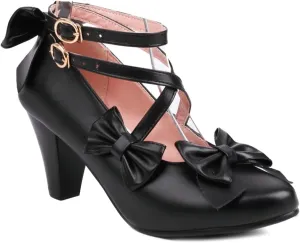 Women's Lolita Ankle Strap Mary Jane Heels, Comfortable Closed Toe Mary Jane Shoes, Cute Vintage Buckle Dress Heeled Pumps