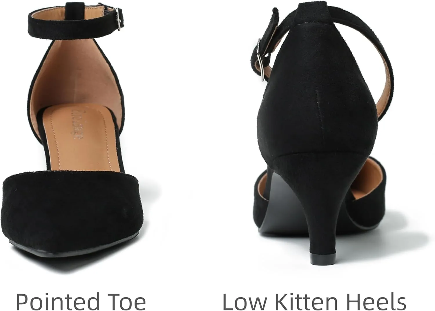 Women's Low Heel Pumps Closed Pointed Toe Kitten Heel D'Orsay Ankle Strap Bridal Wedding Party Evening Formal Elegant Shoes