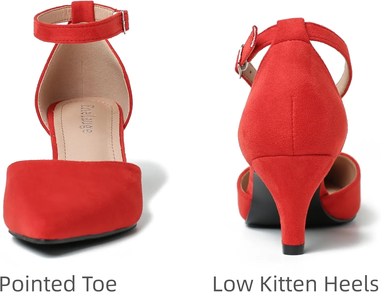 Women's Low Heel Pumps Closed Pointed Toe Kitten Heel D'Orsay Ankle Strap Bridal Wedding Party Evening Formal Elegant Shoes