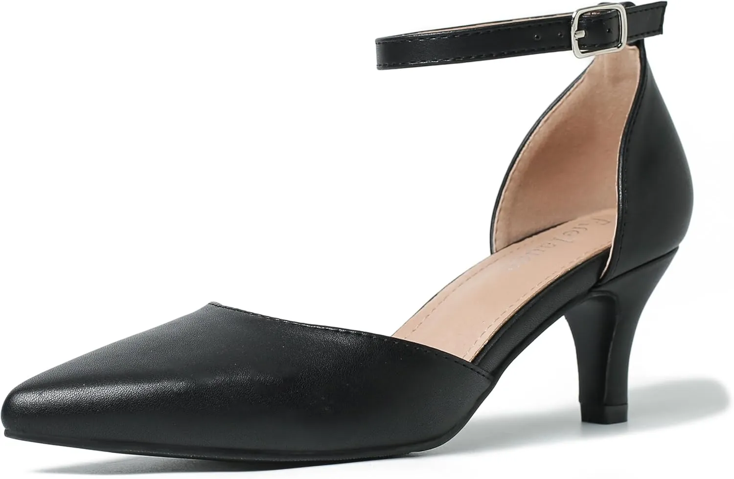 Women's Low Heel Pumps Closed Pointed Toe Kitten Heel D'Orsay Ankle Strap Bridal Wedding Party Evening Formal Elegant Shoes
