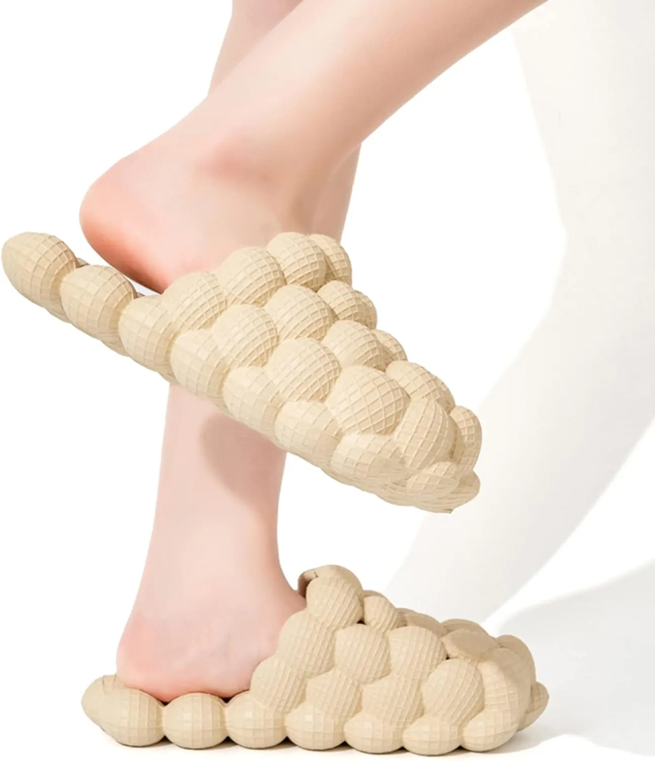 Womens Mens Massage Bubble Slides Slippers, Lychee Non-Slip Spa Slippers, Soft Breathable Stress Relief Slide Sandals For Gym Shower Bedroom Home Sandals