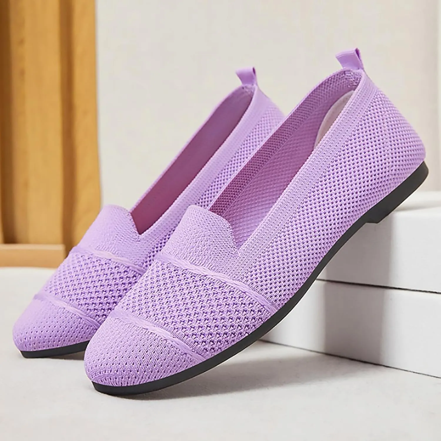 Womens Mesh Loafer Flat Walking Running Comfortable Round Toe Ballet Breathable Dress Washable Work Slip-on Shoes