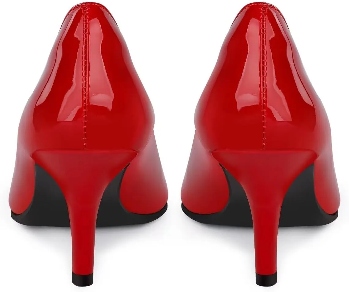 Women's Mid Heel Pumps Stiletto Pointed Toe Slip On Shoes 7cm/2.76" Kitten Heel for Wedding Party Daily Dress Shoes