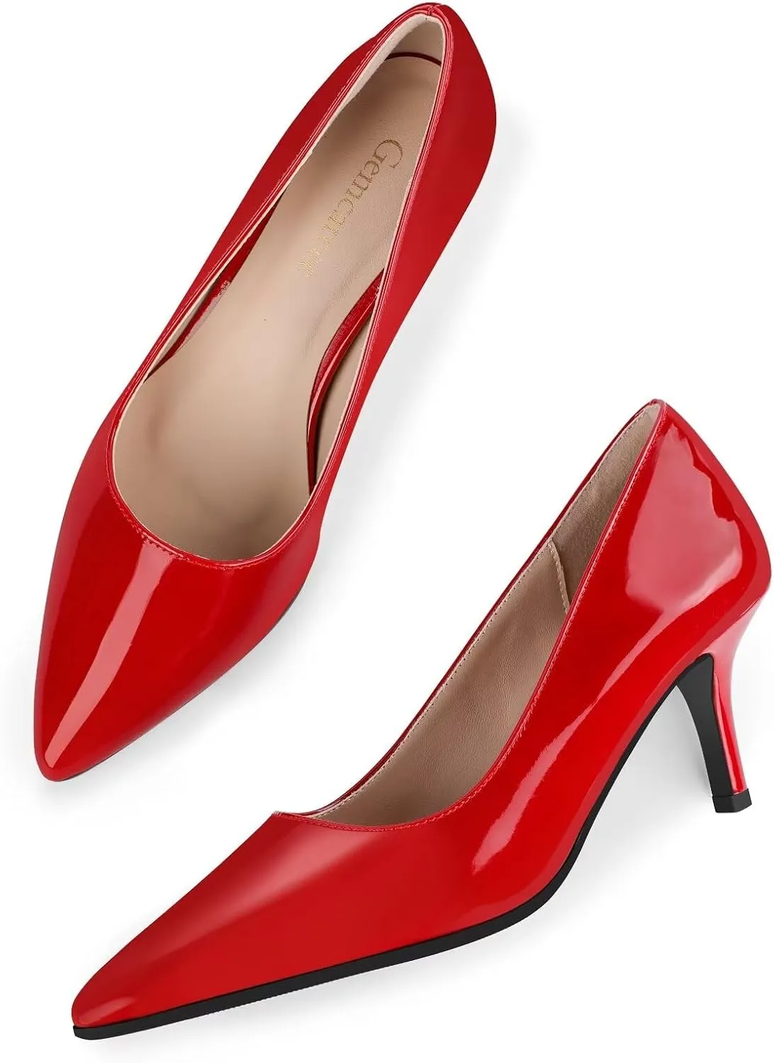Women's Mid Heel Pumps Stiletto Pointed Toe Slip On Shoes 7cm/2.76" Kitten Heel for Wedding Party Daily Dress Shoes