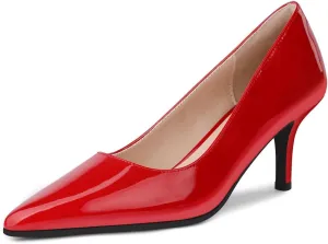 Women's Mid Heel Pumps Stiletto Pointed Toe Slip On Shoes 7cm/2.76" Kitten Heel for Wedding Party Daily Dress Shoes