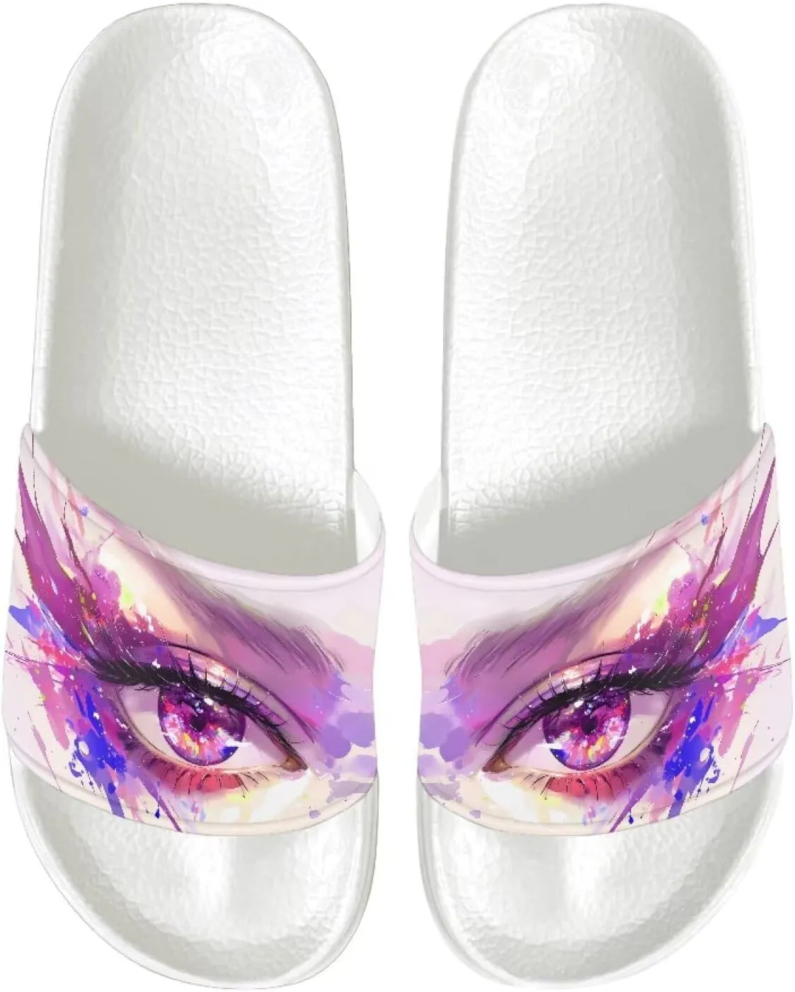 Women's Open-Toe Sandals with Anti-Slip Sole - Lightweight Comfort Slide Sandals, Flat House Shoes, White Sole