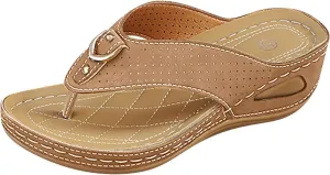 Womens Orthopedic Sandals Breathable Comfortable Walking Summer Sandals Casual Dressy Arch Support Wedge Sandal Fashion Non-Slip Wedge Platform Slipper Beach Slippers
