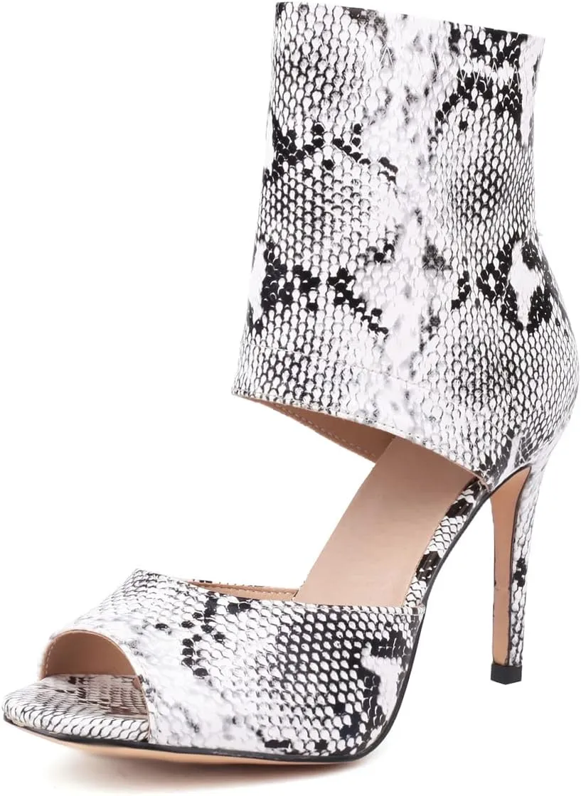 Women's Peep Toe Mesh Ankle Boots Cutout Summer Booties Open Toe Booties for Women Stiletto High Heels Night Club Party Shoes White Size 47