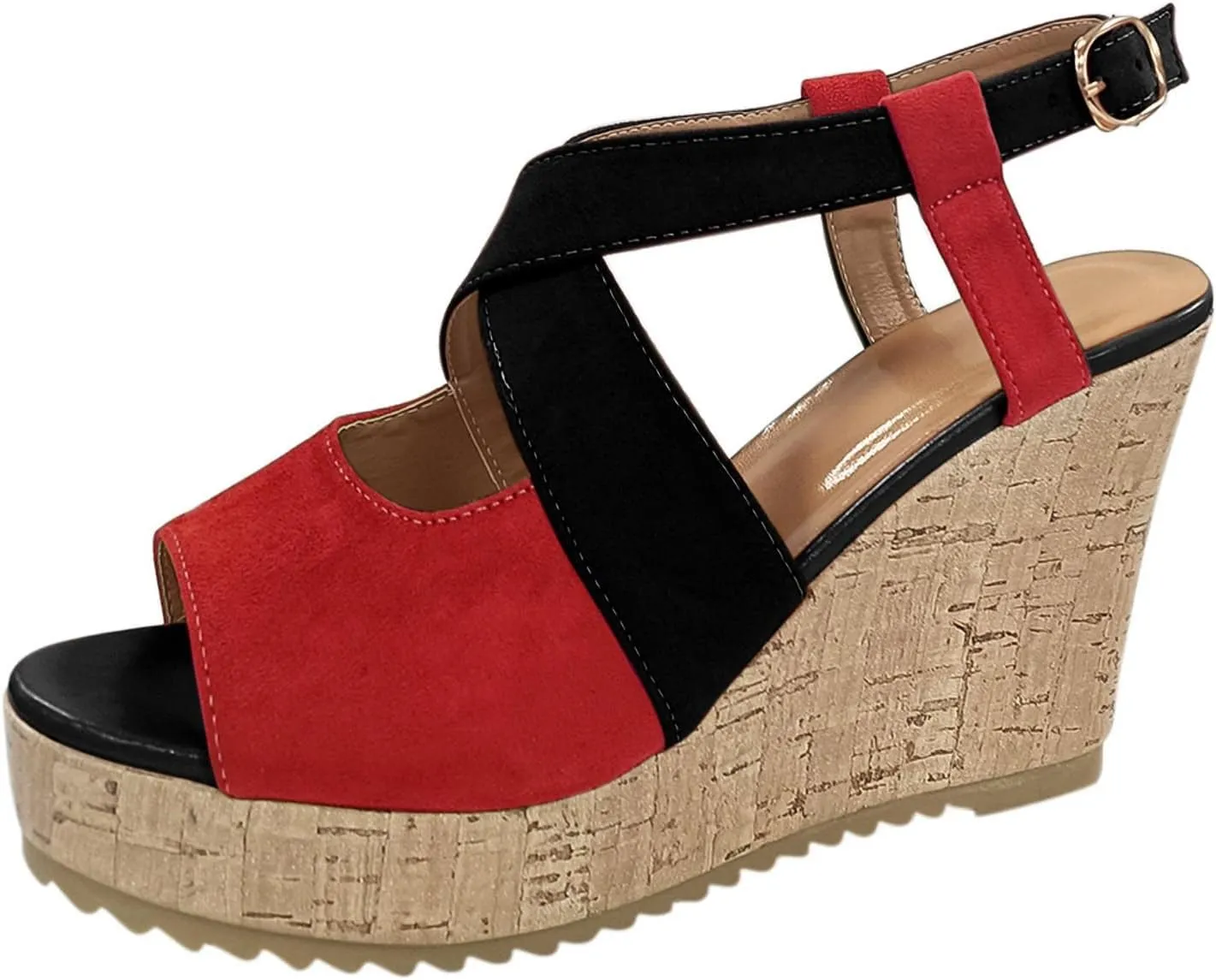 Women's Platform Sandals Wedge Open Toe Ankle Strap Lace Wedding Bridesmaid Shoes Low Heel Summer Dressy Wide Width