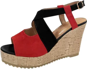 Women's Platform Sandals Wedge Open Toe Ankle Strap Lace Wedding Bridesmaid Shoes Low Heel Summer Dressy Wide Width