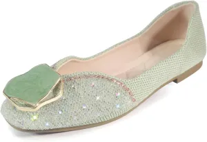 Women's Pointed Rhinestone Flat Shoes Glitter Flowers Wedding Comfortable Dress Shoes