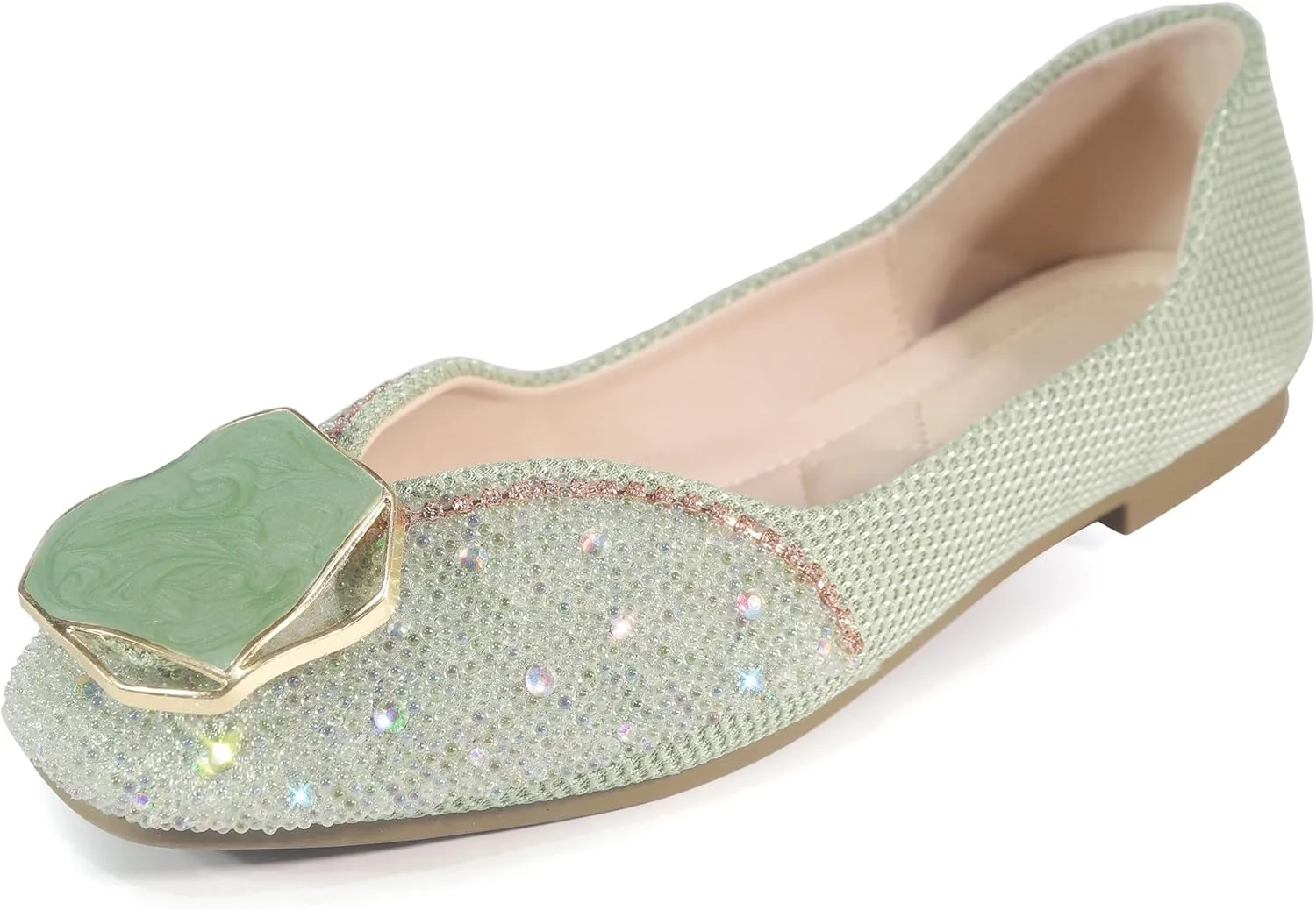 Women's Pointed Rhinestone Flat Shoes Glitter Flowers Wedding Comfortable Dress Shoes
