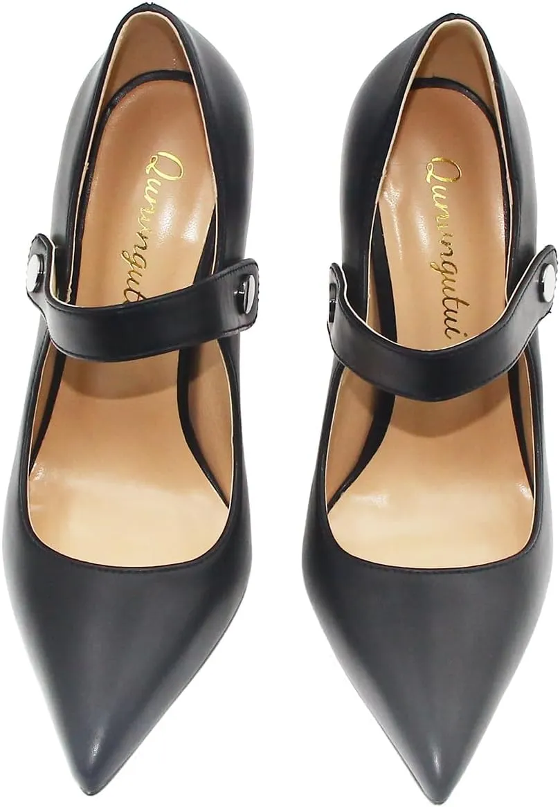 Womens Pointed-Toe Bag-Toe Ankle Strap 4.7 in High Heels Pumps Party Nightclub Wedding Daily Wild Shoes