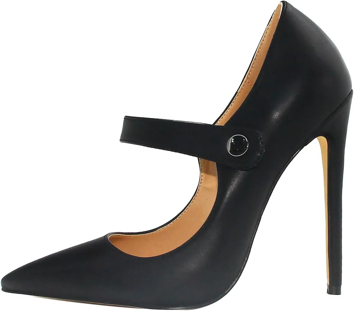 Womens Pointed-Toe Bag-Toe Ankle Strap 4.7 in High Heels Pumps Party Nightclub Wedding Daily Wild Shoes