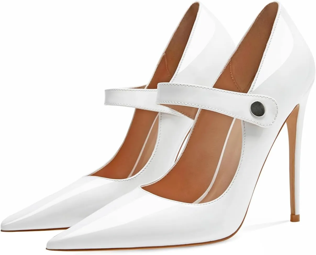 Womens Pointed-Toe Bag-Toe Ankle Strap 4.7 in High Heels Pumps Party Nightclub Wedding Daily Wild Shoes