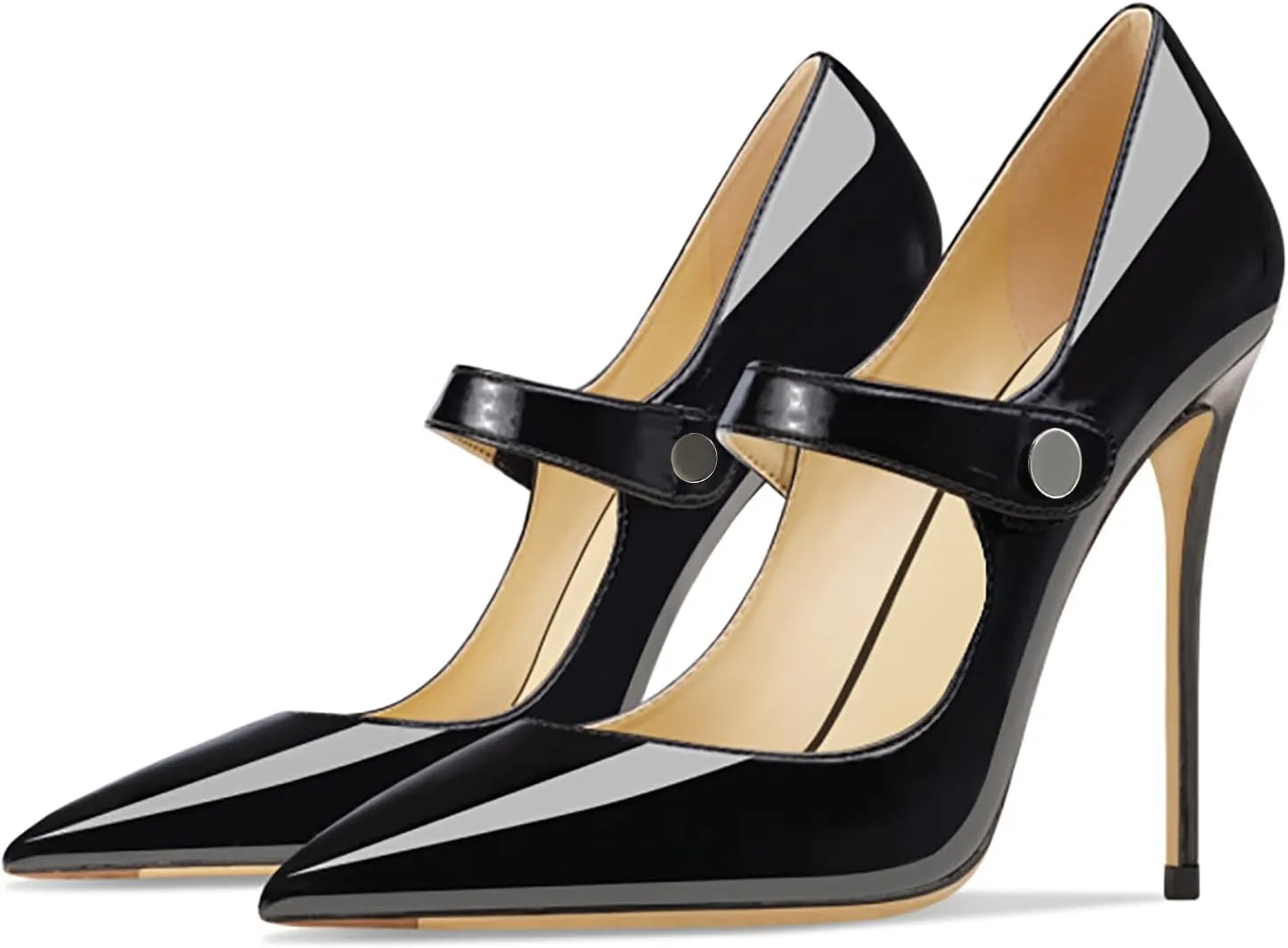 Womens Pointed-Toe Bag-Toe Ankle Strap 4.7 in High Heels Pumps Party Nightclub Wedding Daily Wild Shoes