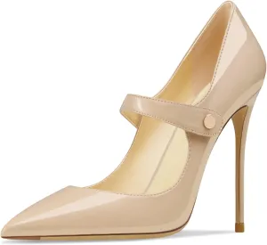 Womens Pointed-Toe Bag-Toe Ankle Strap 4.7 in High Heels Pumps Party Nightclub Wedding Daily Wild Shoes