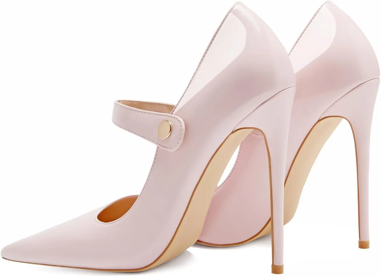 Womens Pointed-Toe Bag-Toe Ankle Strap 4.7 in High Heels Pumps Party Nightclub Wedding Daily Wild Shoes