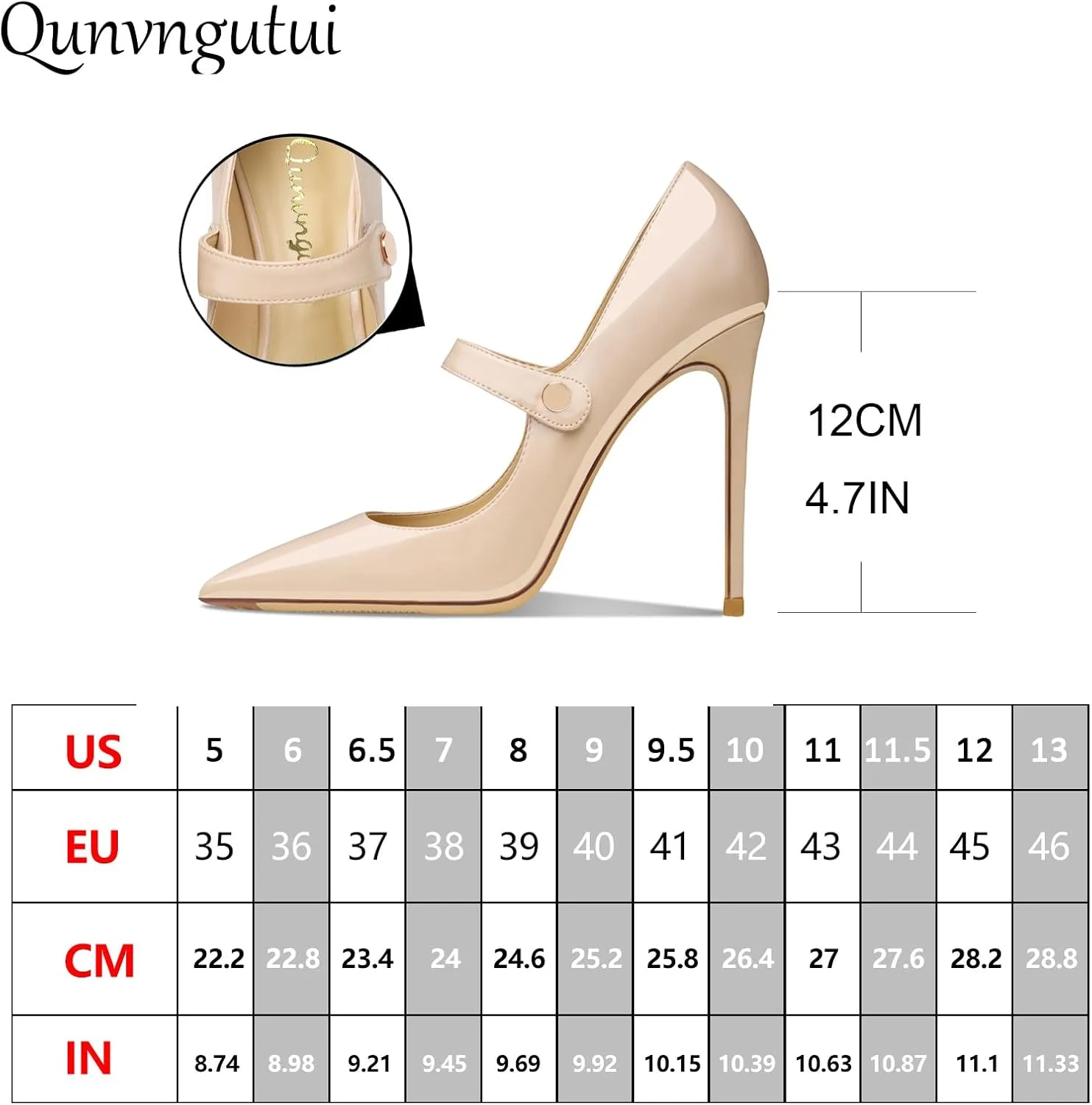 Womens Pointed-Toe Bag-Toe Ankle Strap 4.7 in High Heels Pumps Party Nightclub Wedding Daily Wild Shoes