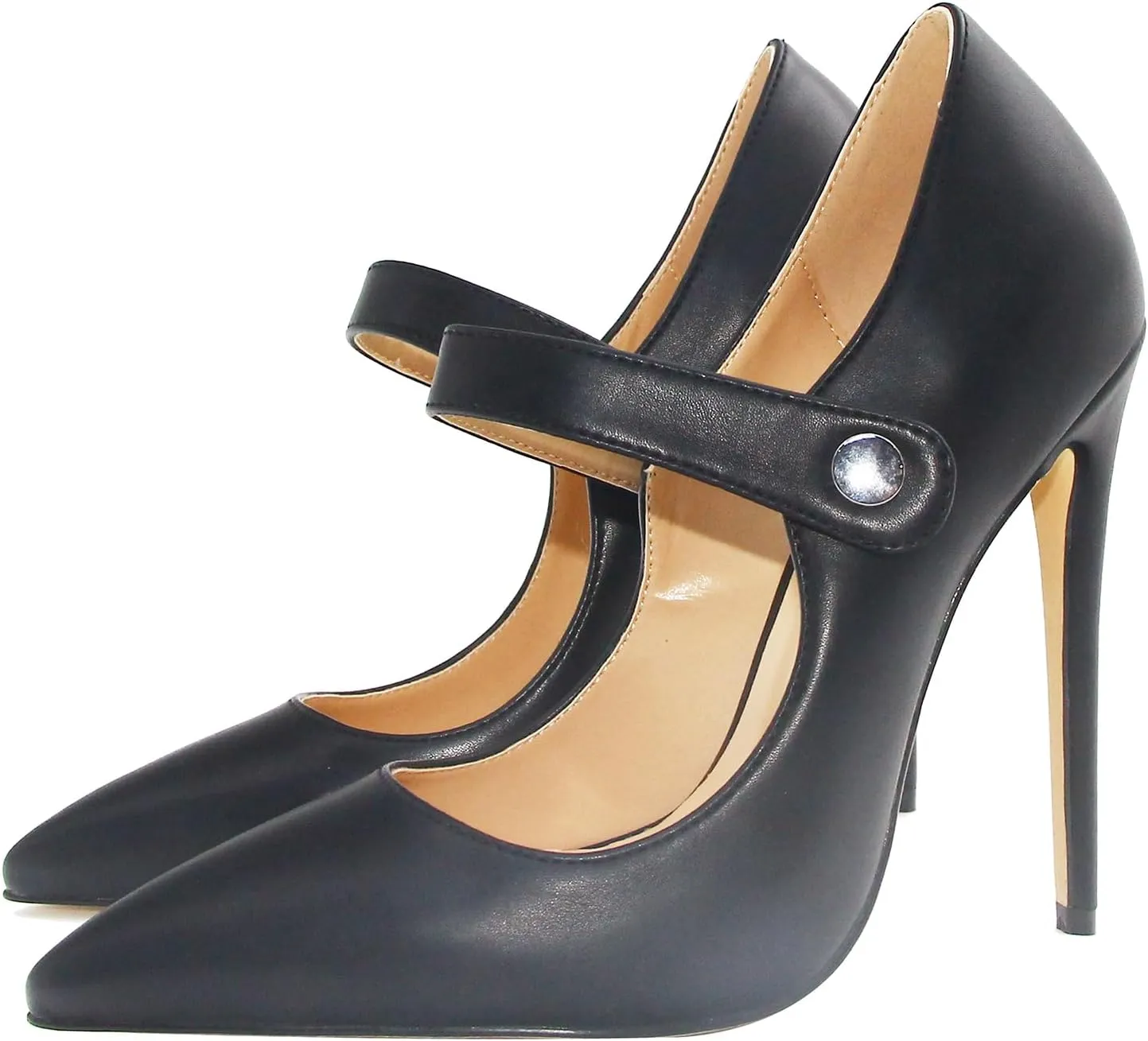 Womens Pointed-Toe Bag-Toe Ankle Strap 4.7 in High Heels Pumps Party Nightclub Wedding Daily Wild Shoes